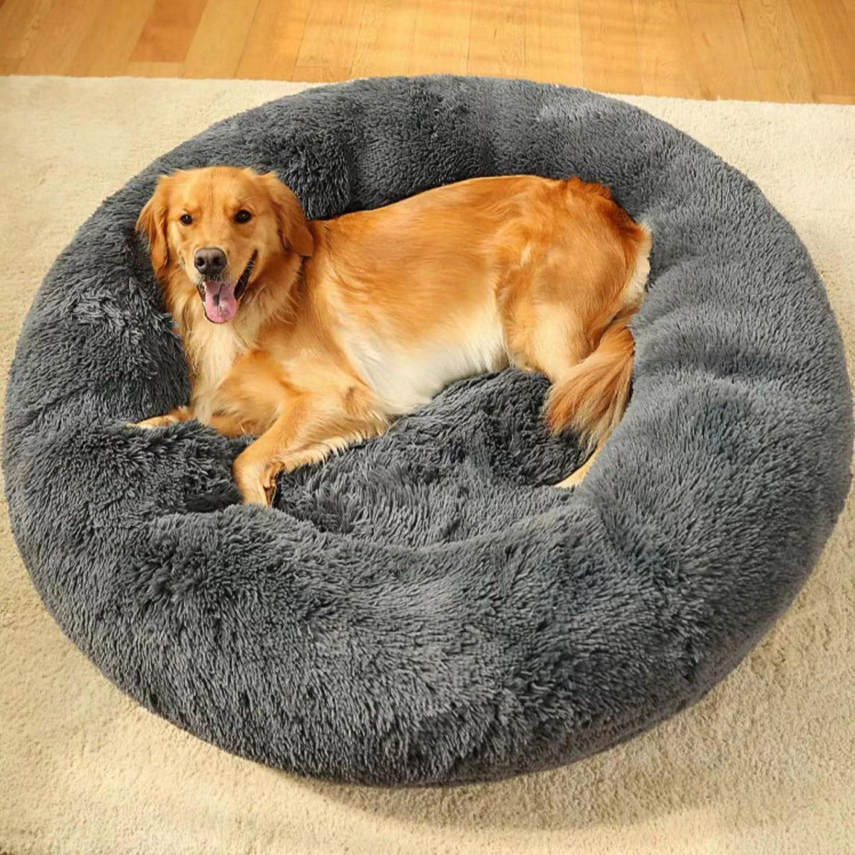 Rundes Hundebett Ø140cm – Orthopädisches Haustierbett Schwarz