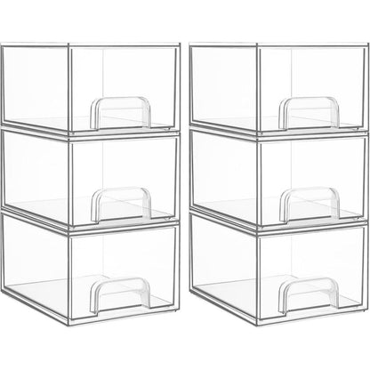 Stapelbare Schubladen-Organizer aus Acryl, 6er-Set, transparent