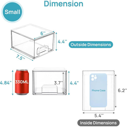 Stapelbare Schubladen-Organizer aus Acryl, 6er-Set, transparent