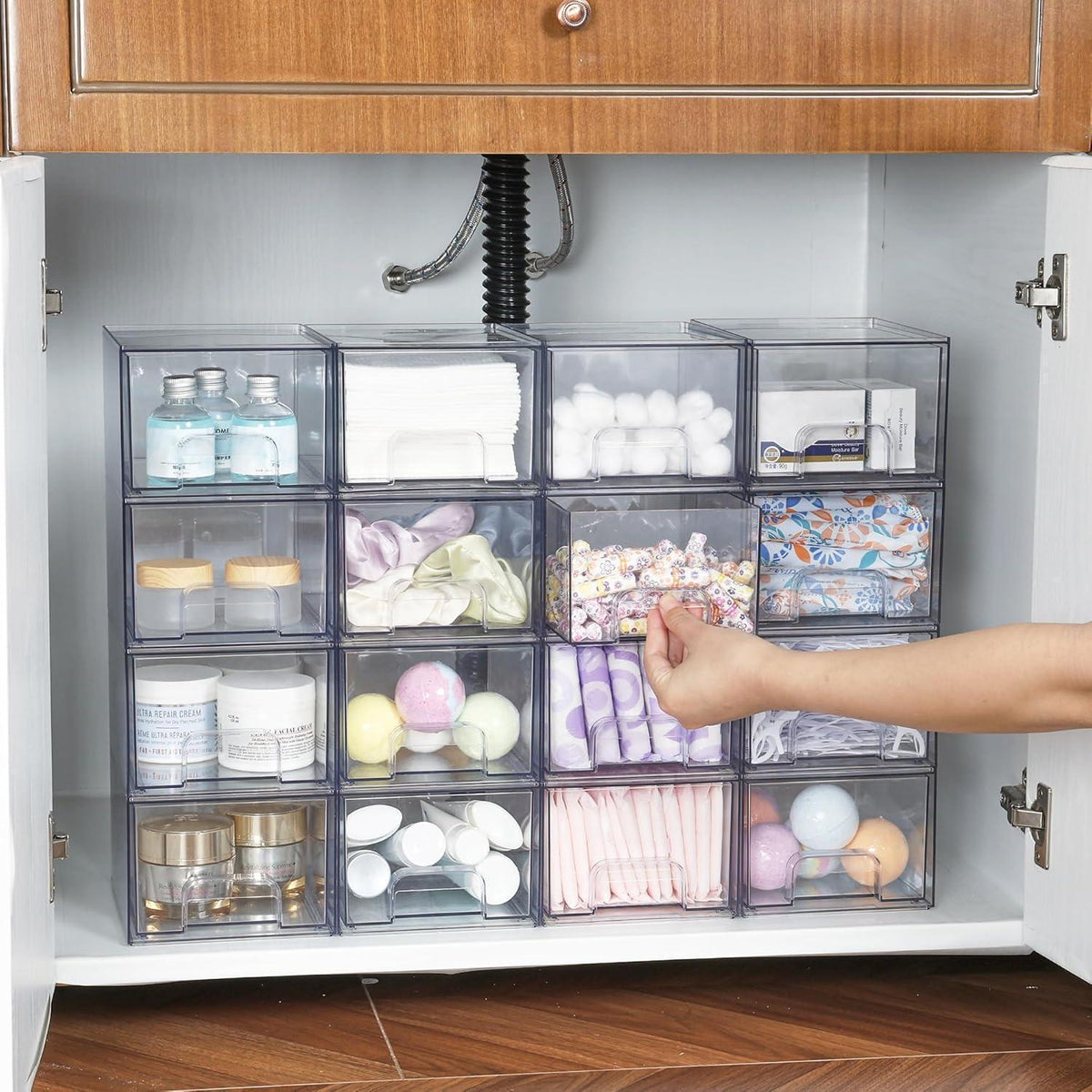 Stapelbare Schubladen-Organizer aus Acryl, 6er-Set, transparent