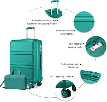 Großer Koffer Set 2-teilig mit Reisetasche Türkis 74cm