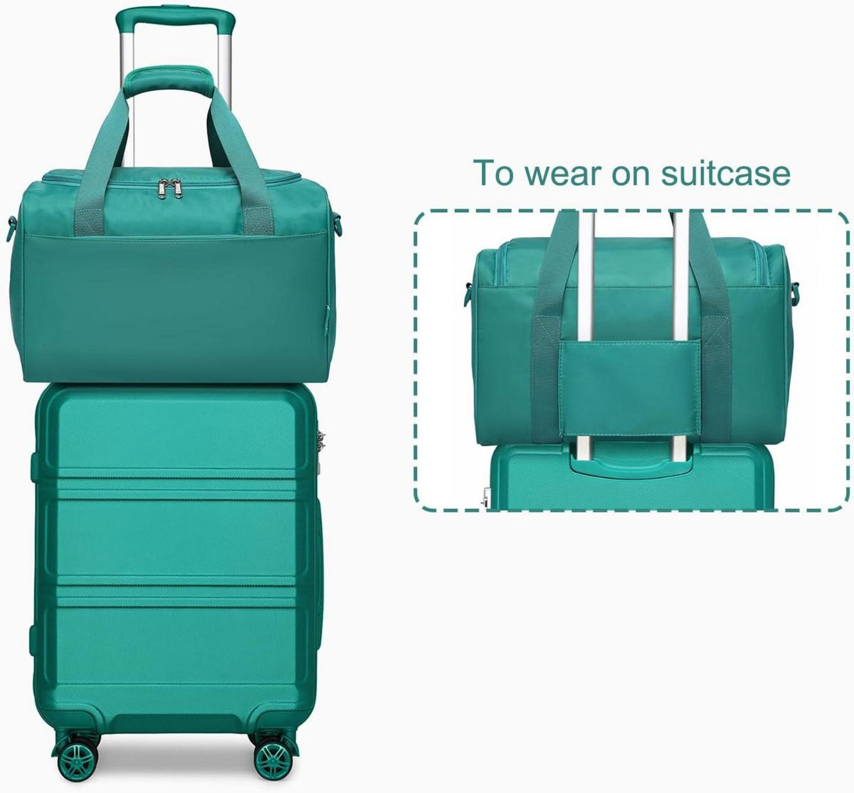 KONO Groß Reisekoffer Rollkoffer Set 2-teilig 74cm Türkis mit Ryanair