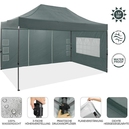 Faltpavillon 3x4,5m mit Seitenwänden – Wasserdicht & Stabil