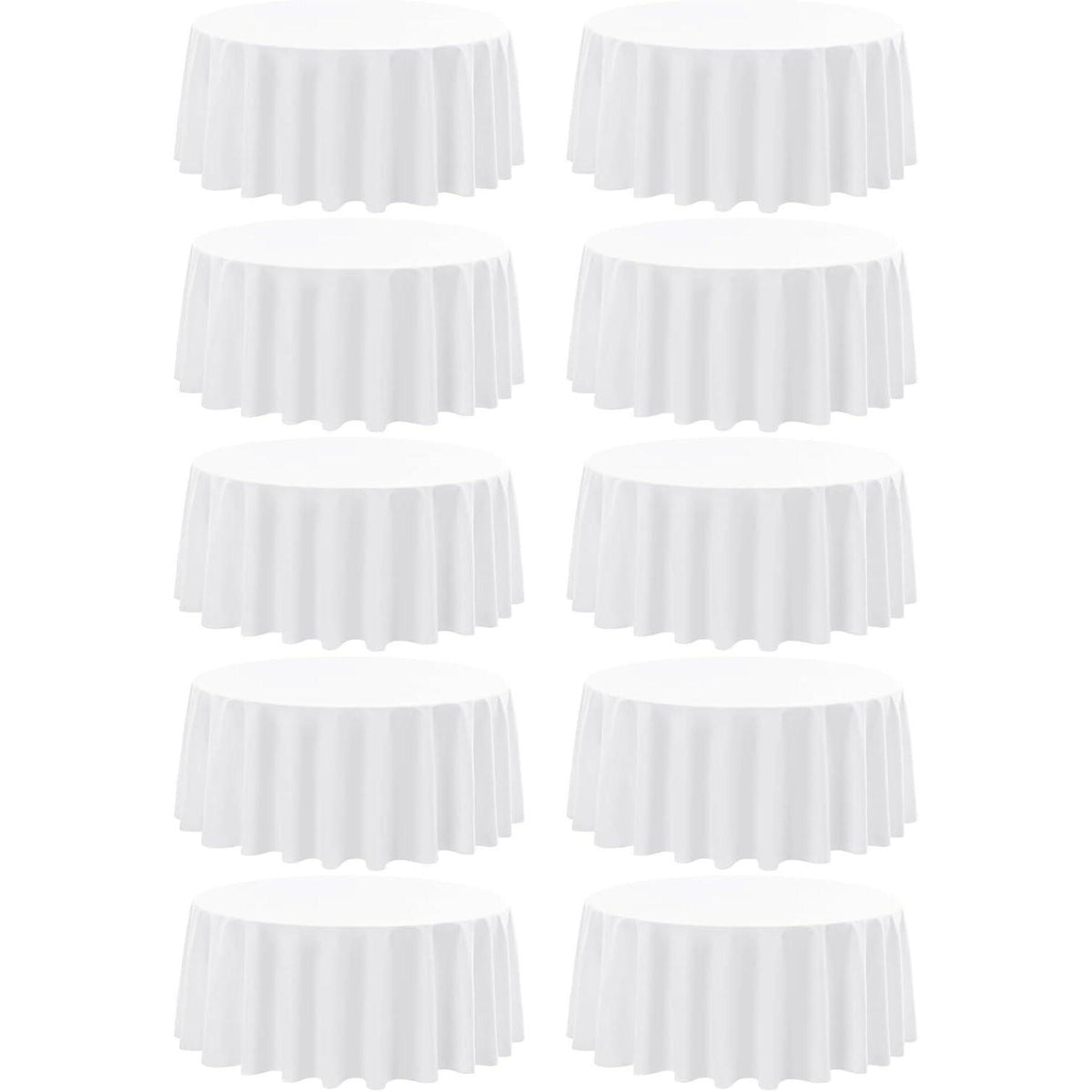 10er Pack Weiße Runde Tischdecken 228cm Polyester, Fleckenfrei