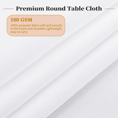 10er Pack Weiße Runde Tischdecken 228cm Polyester, Fleckenfrei