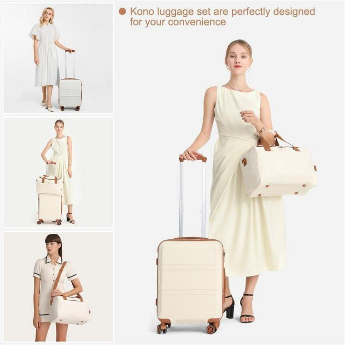 KONO Groß Rollkoffer Reisekoffer Set 2 Teilig 74cm Trolley + Ryanair Reisetasche