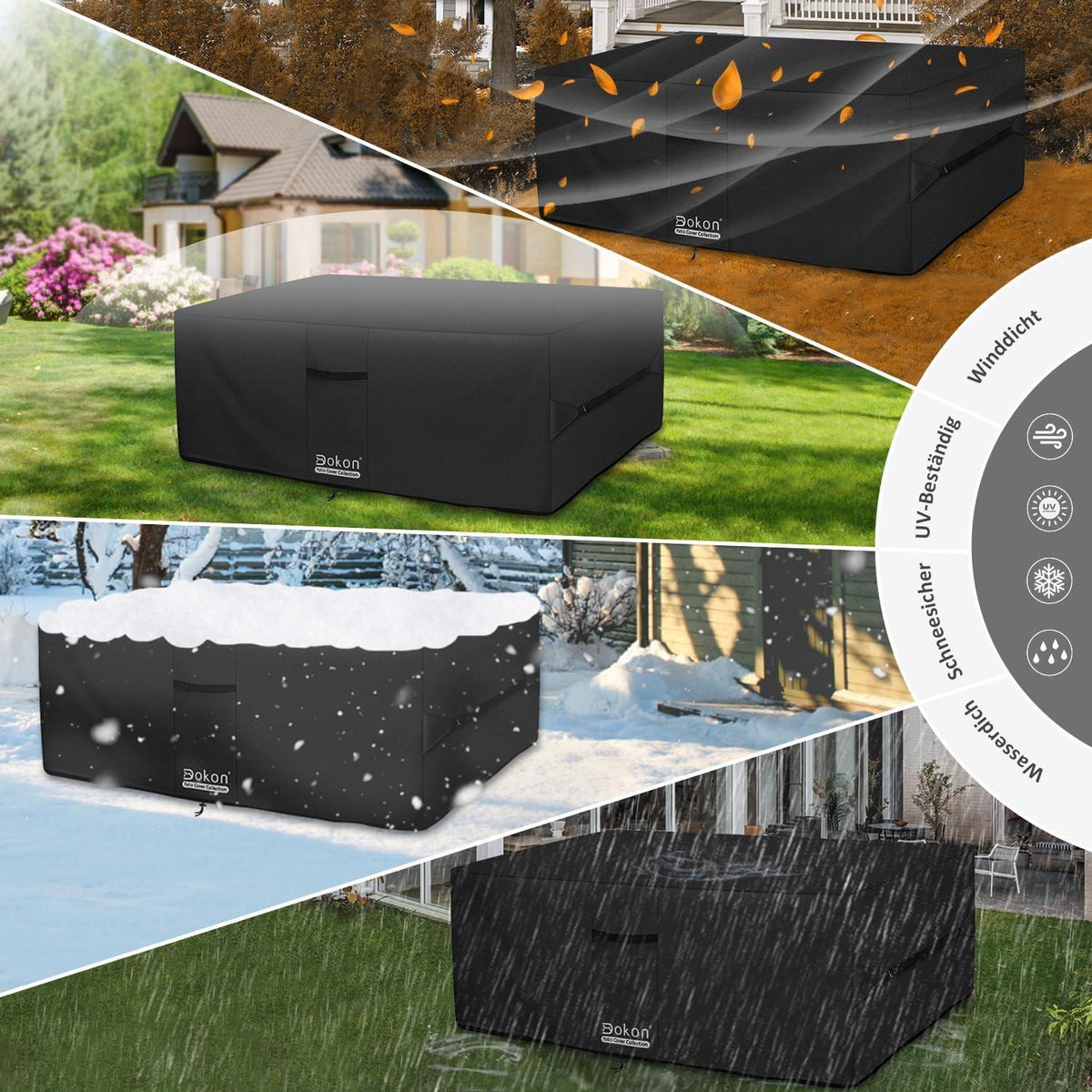 Wasserdichte Gartenmöbel Abdeckung 150x90x74cm mit Belüftung