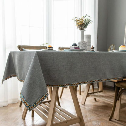 Vintage Boho Tischdecke Rechteckig Grau 130x240cm