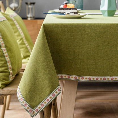Vintage Boho Tischdecke Rechteckig Grün 130x260cm