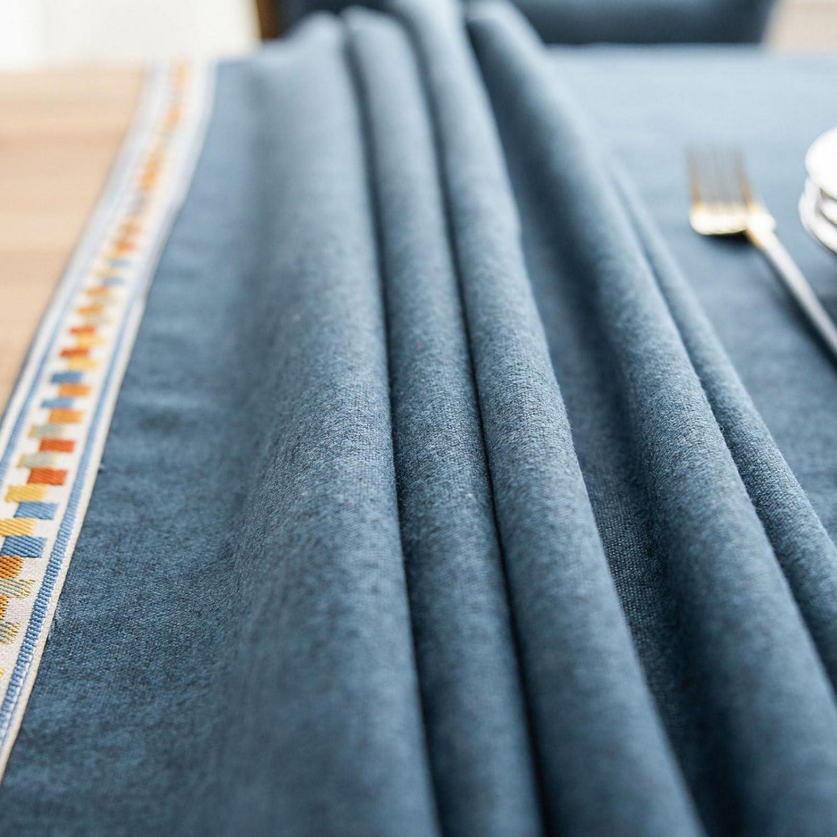 Vintage Boho Tischdecke Rechteckig Blau 130x240cm