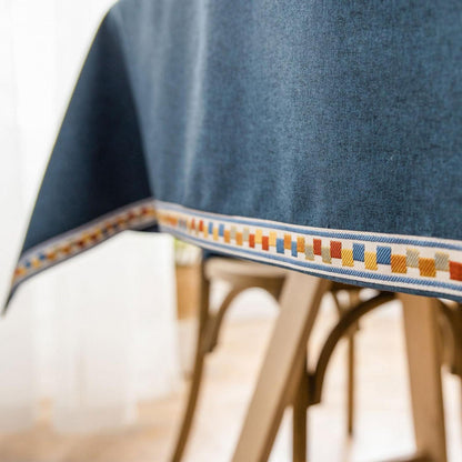 Vintage Boho Tischdecke Rechteckig Blau 130x240cm
