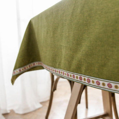 Vintage Boho Tischdecke Rechteckig Grün 130x220cm