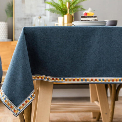 Rechteckige Tischdecke 130x260cm – Blau, Wasserabweisend & Abwaschbar