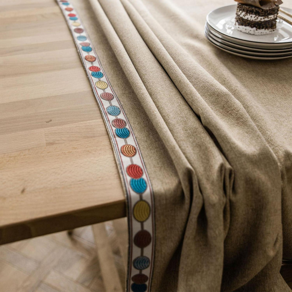 Vintage Boho Tischdecke Rechteckig 130x300cm Kaffeefarbe