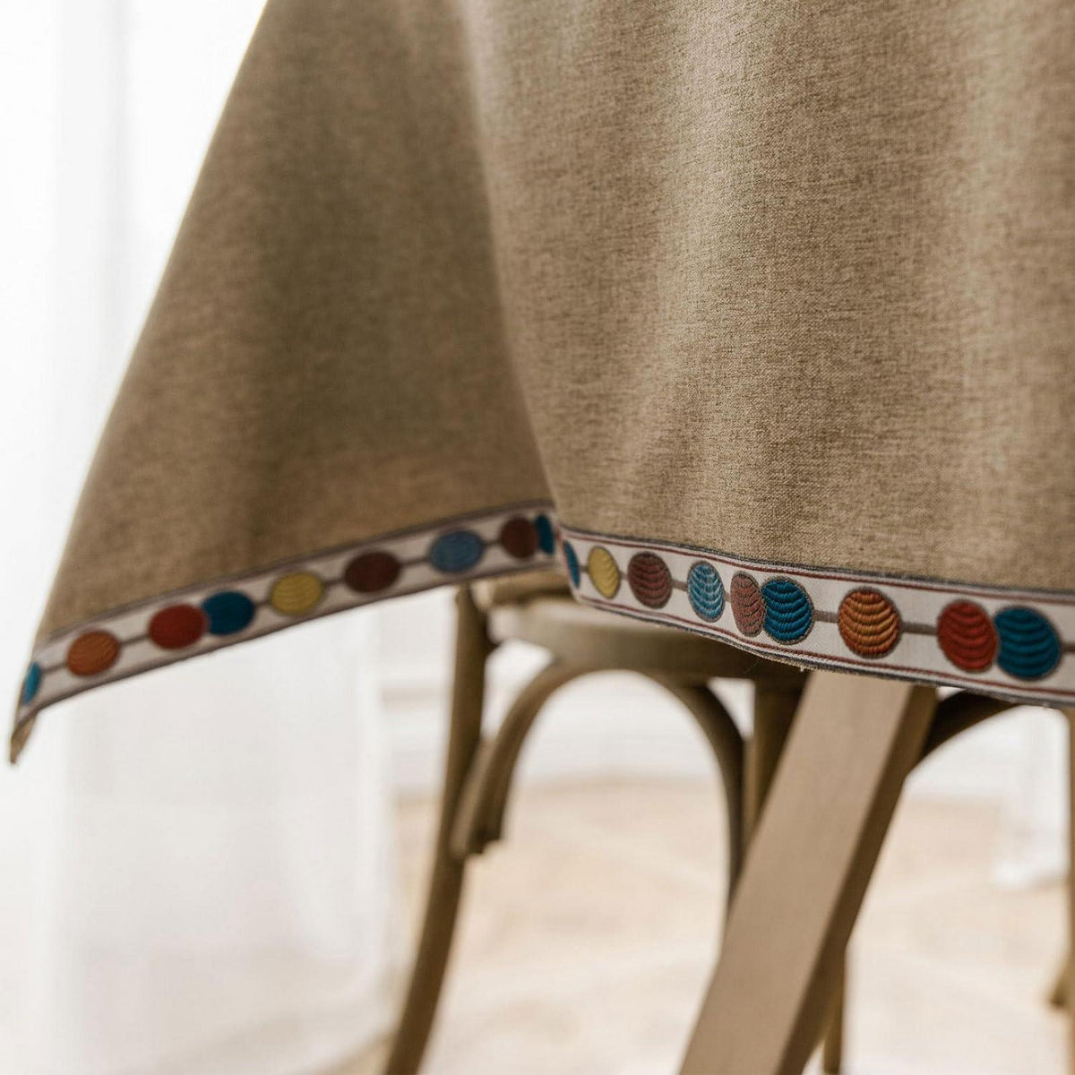 Vintage Boho Tischdecke Rechteckig 130x300cm Kaffeefarbe