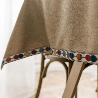 Vintage Boho Tischdecke Rechteckig 130x300cm Kaffeefarbe