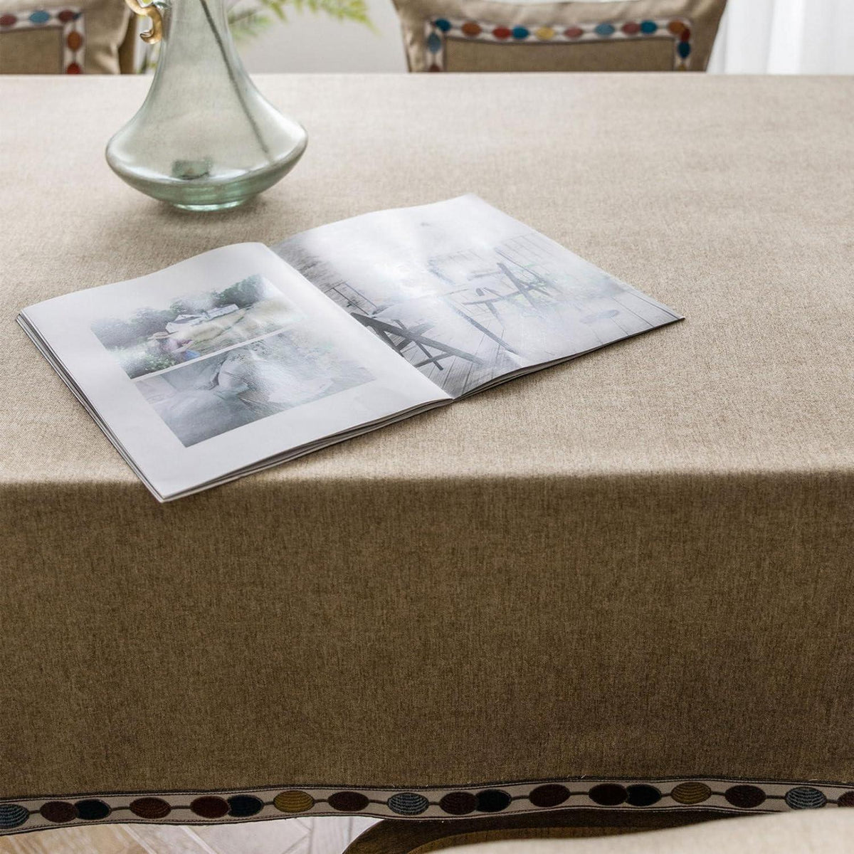Vintage Boho Tischdecke Rechteckig 130x300cm Kaffeefarbe