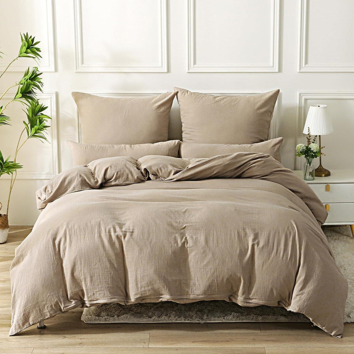 SOULFUL Doppelte Musselin Bettwäsche 220x240 Beige Baumwolle