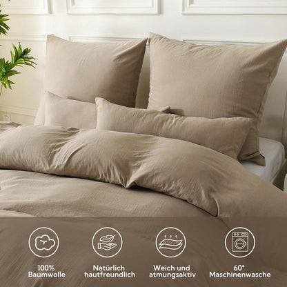 SOULFUL Doppelte Musselin Bettwäsche 220x240 Beige Baumwolle