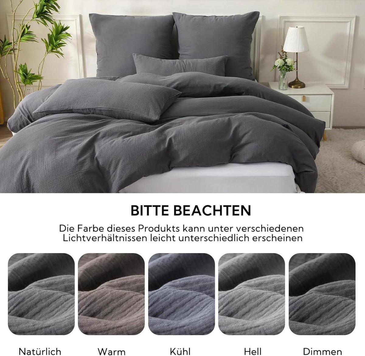 Doppelte Musselin Bettwäsche 135x200 4tlg Baumwolle Set