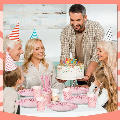 Partygeschirr Set Roségold für 24 Gäste – Teller, Servietten & Becher
