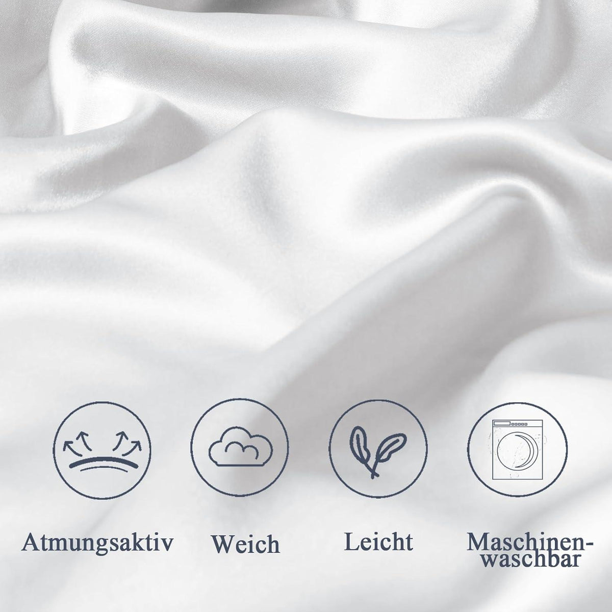 Premium Satin Stillkissenbezug 40x145 Weiß mit 2 Haargummis OEKO-TEX
