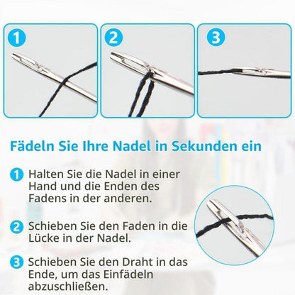 Selbsteinfädelnde Nadeln Set mit Nadelkasten – 30 Stück, 6 Größen