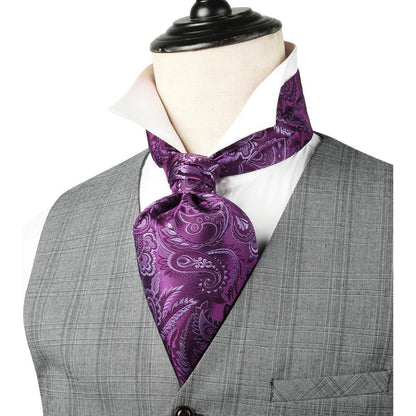 Herren Krawattenschal & Einstecktuch Set Lila Paisley