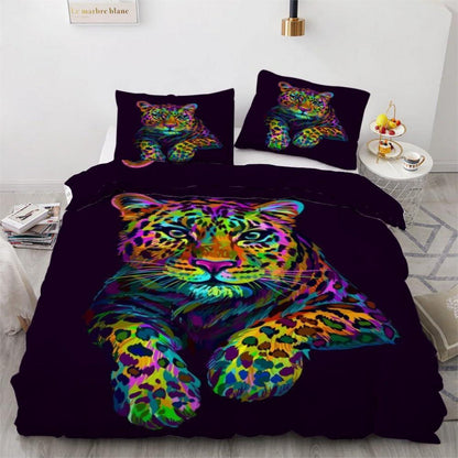 Leopard 3D Bettwäsche-Set 220x240 cm | Mikrofaser Bettwäsche