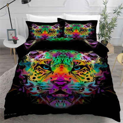 Leopard Kinderbettwäsche 135x200 cm - 4tlg. Mikrofaser 3D Motiv
