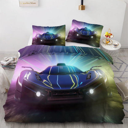 Rennwagen Kinderbettwäsche 135x200 cm 4-teilig Mikrofaser