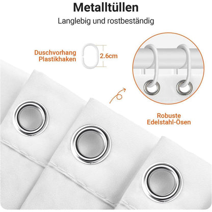 Duschvorhang Reinweiß 240x200cm Textil Wasserabweisend Waschbar