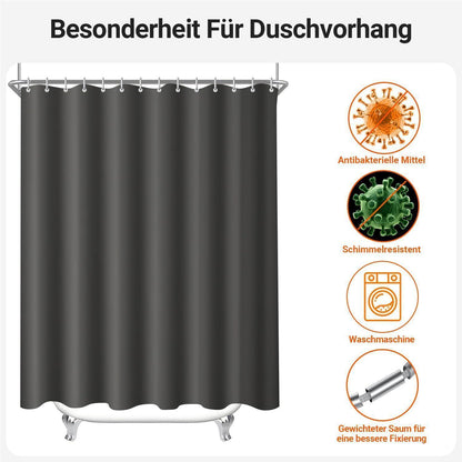 Duschvorhang Dunkelgrau 260x200cm Textil Wasserabweisend Waschbar