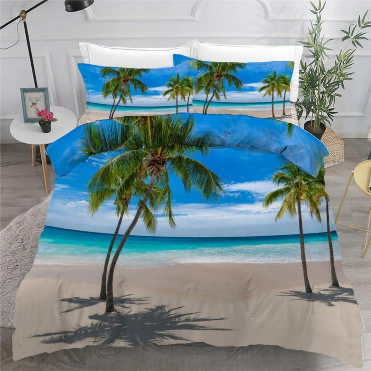 Bettwäsche Set Palme 220x240 cm | 3-teilig, Mikrofaser, 3D-Motiv