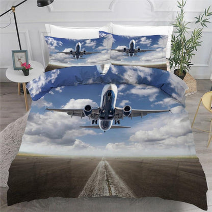 Flugzeug Kinderbettwäsche Set 135x200 cm 4-teilig Mikrofaser