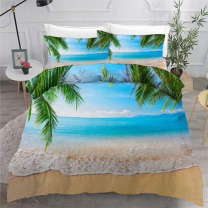 Bettwäsche Set Palmenblätter 220x240 cm 3-teilig Mikrofaser