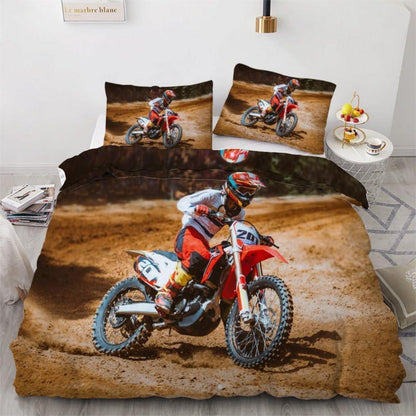 Motocross Kinderbettwäsche 135x200 cm 4-teilig Mikrofaser