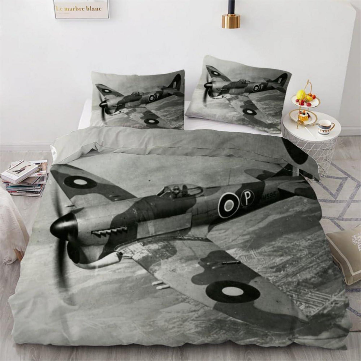 Retro Flugzeug Bettwäsche Set 155x220 cm - 3-teilig