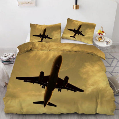 Flugzeug Bettwäsche Set 220x240 cm - 3-teilig Retro Mikrofaser