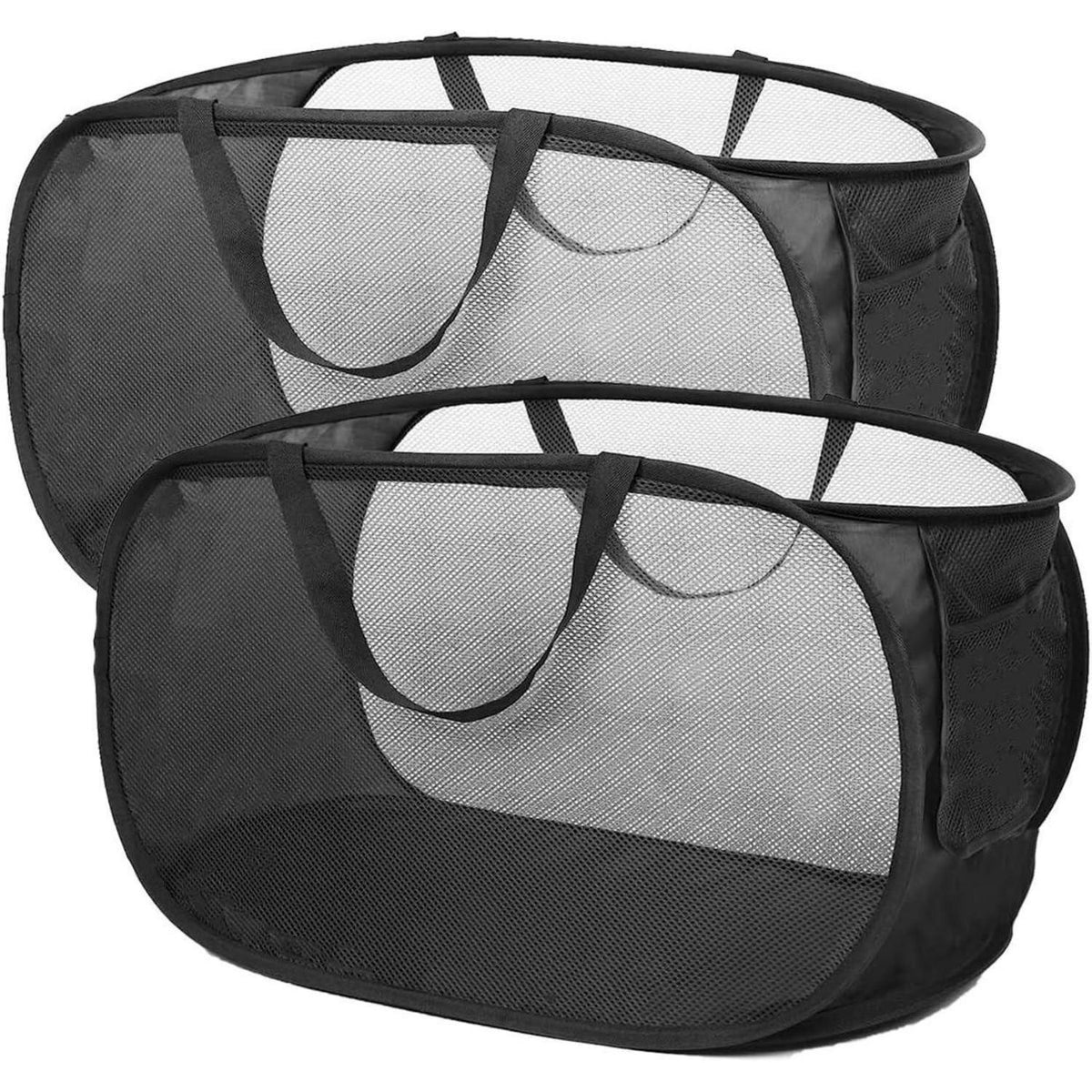 Faltbarer Wäschekorb 2er-Set – Pop-Up, Seitentasche, 57x36x36 cm