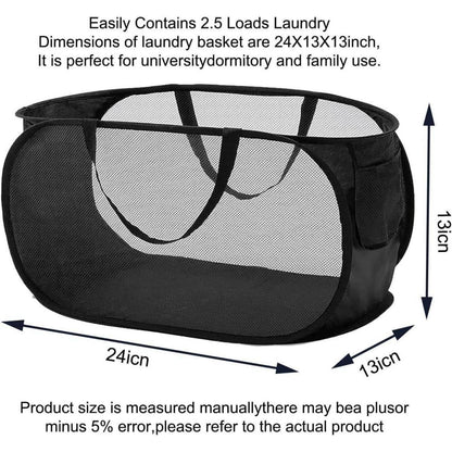 Faltbarer Wäschekorb 2er-Set – Pop-Up, Seitentasche, 57x36x36 cm