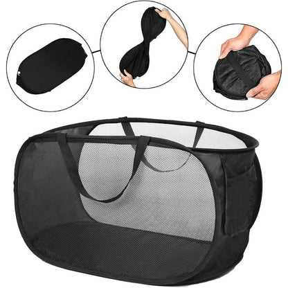 Faltbarer Wäschekorb 2er-Set – Pop-Up, Seitentasche, 57x36x36 cm