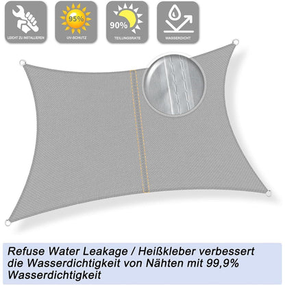 Wasserdichtes Sonnensegel Grau 4x5m mit UV-Schutz
