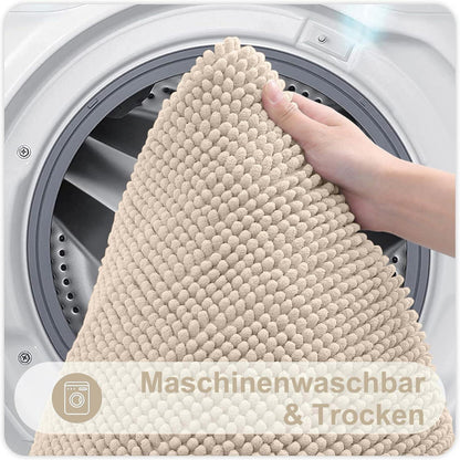 Chenille Badematte rutschfest & saugfähig 40x60 cm Beige