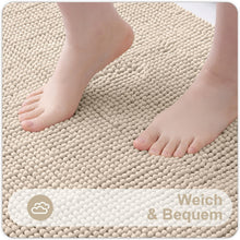 Chenille Badteppich rutschfest, saugfähig, 60x120 cm Beige