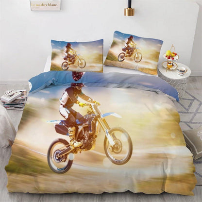 Motocross Kinderbettwäsche 135x200 cm 4-teilig Mikrofaser