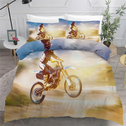 Motocross Kinderbettwäsche 135x200 cm 4-teilig Mikrofaser