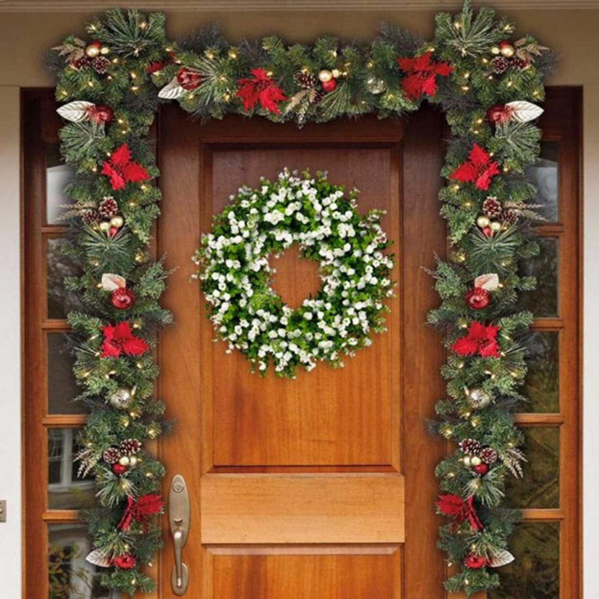 Ganzjähriger Türkranz für Haustür, Künstlicher Blumenkranz Deko 40cm