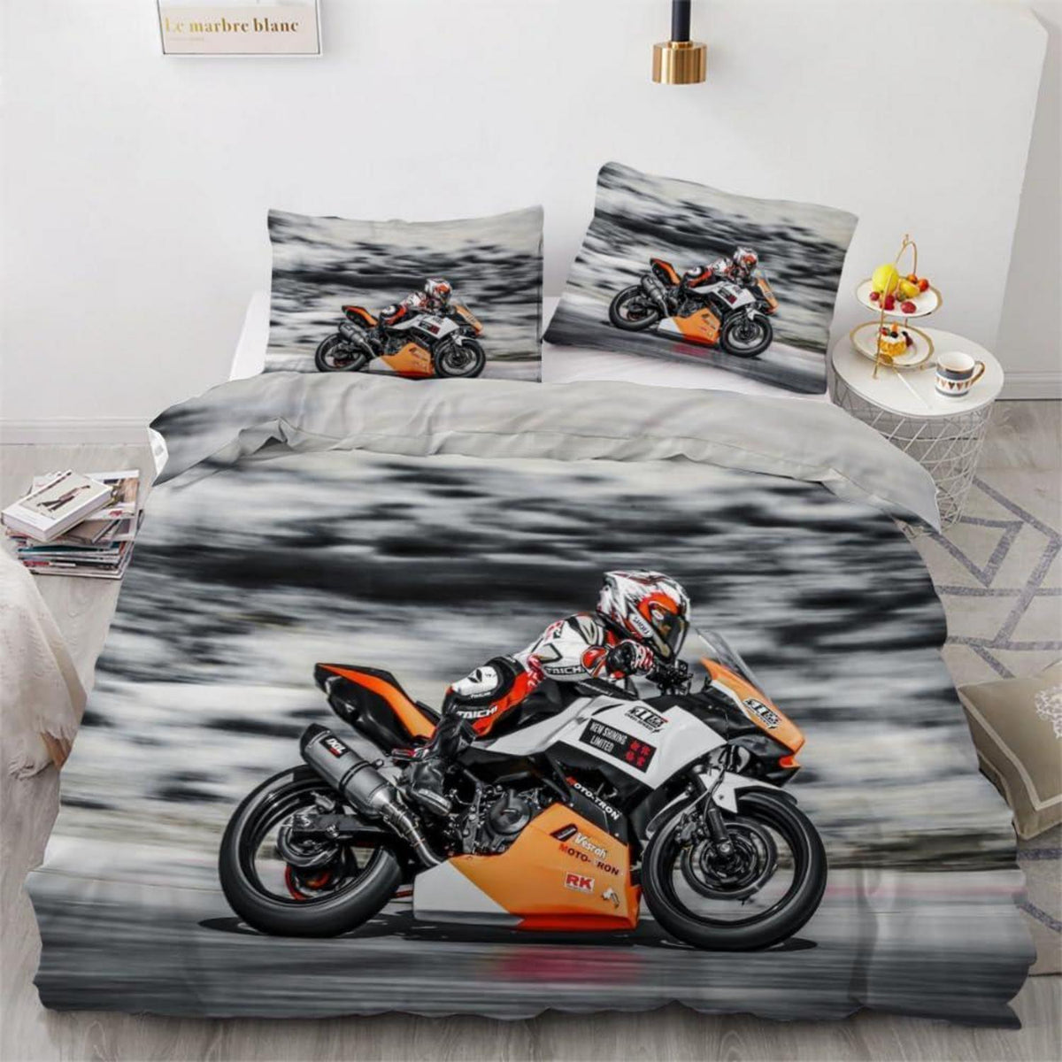 Motocross Kinderbettwäsche 135x200 cm 4-teilig Mikrofaser