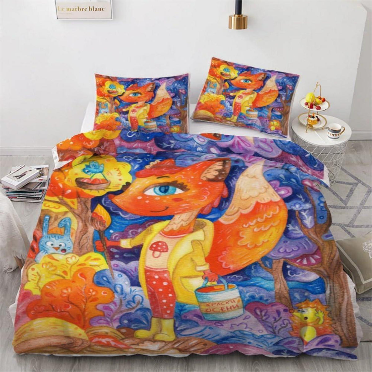 Fuchs 3tlg. Bettwäsche-Set Mikrofaser 220x240 cm 3D Cartoon